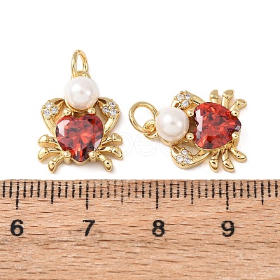 Brass Micro Pave Cubic Zirconia Pendants X-KK-C143-28G-1