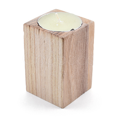 Natural Wood Candle Holder AJEW-T002-01-1
