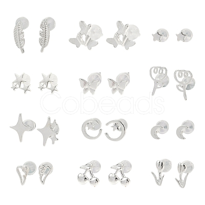 2 Pairs Alloy Stud Earrings for Women EJEW-FS0001-27D-1