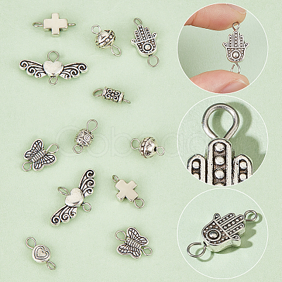 PandaHall Elite 160Pcs 8 Styles Tibetan Style Alloy Connector Charms FIND-PH0008-10-1