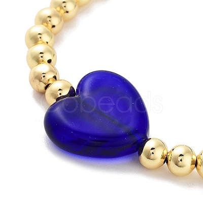 Handmade Lampwork Heart Bracelets BJEW-Q338-01E-1