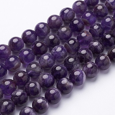 15 inch Round Natural Amethyst Beads Strands X-GSR12mmC062-1