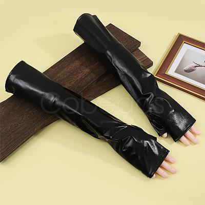 Polyester Long Fingerless Gloves AJEW-WH20018-117B-1