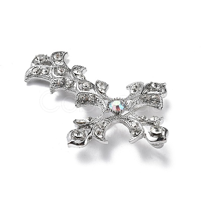 Cross Alloy Rhinestone Brooch Pins JEWB-Z034-06P-01-1