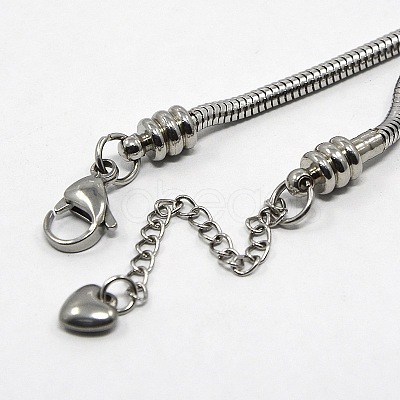 Tarnish Resistant 304 Stainless Steel European Round Snake Chains Bracelets STAS-J015-07-1