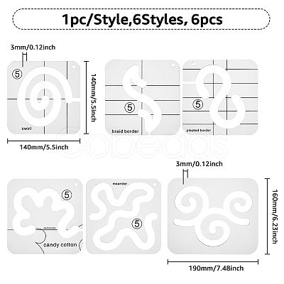 HOBBIESAY 6Pcs 6 Styles Acrylic Quilting Templates DIY-HY0001-67-1