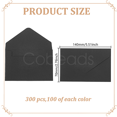 300Pcs 3 Colors Paper Envelopes AJEW-GO0005-62-1