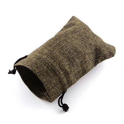 Polyester Imitation Burlap Packing Pouches Drawstring Bags X-ABAG-R005-9x12-05-1
