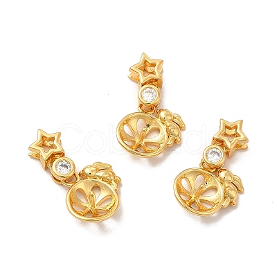 Rack Plating Eco-Friendly Brass Micro Pave Cubic Zirconia Charms KK-A177-27G-1