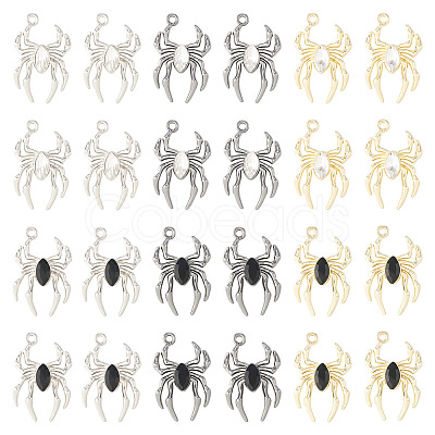 24Pcs 6 Color Glass Spider Pendant FIND-TA0003-07-1