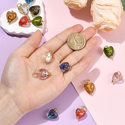 18Pcs 9 Styles Handmade Lampwork Pendants PALLOY-YW00179-1