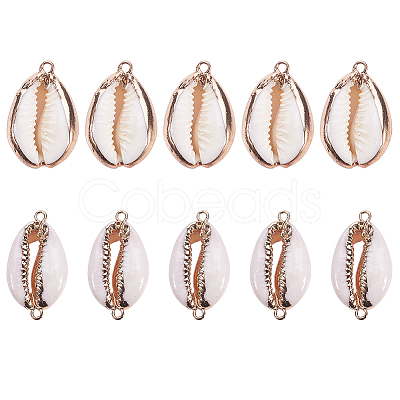 Electroplate Cowrie Shell Links SSHEL-SC0001-01G-1
