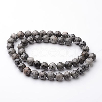 Round Natural Map Stone/Picasso Stone/Picasso Jasper Bead Strands G-J346-03-8mm-1