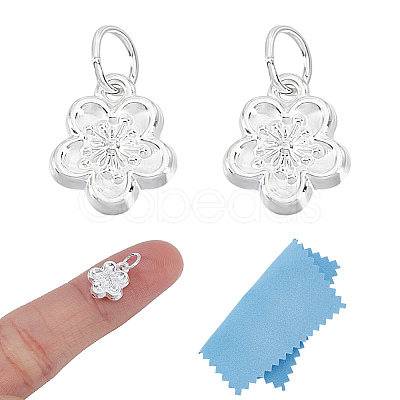 2Pcs 925 Sterling Silver Flower Charms STER-HY0001-23-1