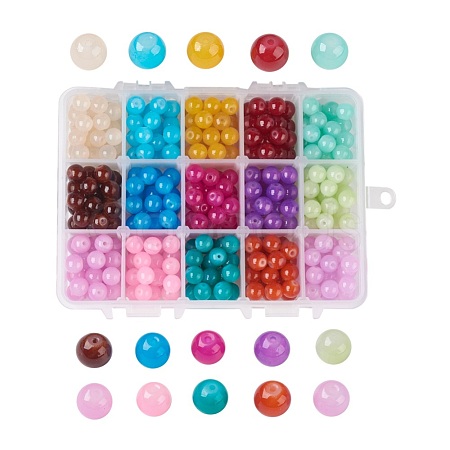 Baking Paint Imitation Jade Glass Bead DGLA-JP0001-26-8mm-1