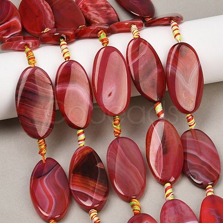 Natural Banded Agate Beads Strands G-F825-H01-01-1