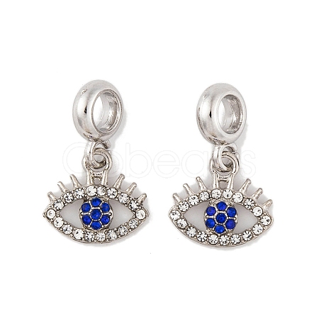Rack Plating Alloy Crystal & Capri Blue Rhinestone European Dangle Charms FIND-C055-17P-1