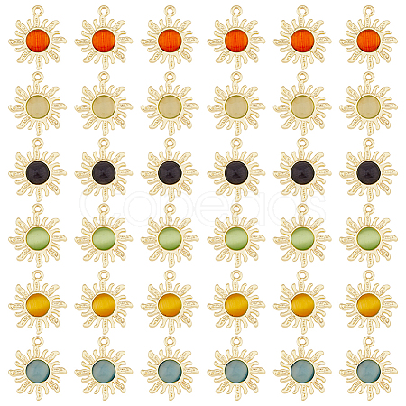 36Pcs 6 Colors Cat Eye Pendants FIND-HY0002-83-1