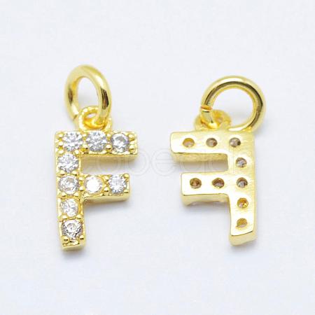 Brass Micro Pave Grade AAA Cubic Zirconia Charms ZIRC-P067-11G-F-NR-1