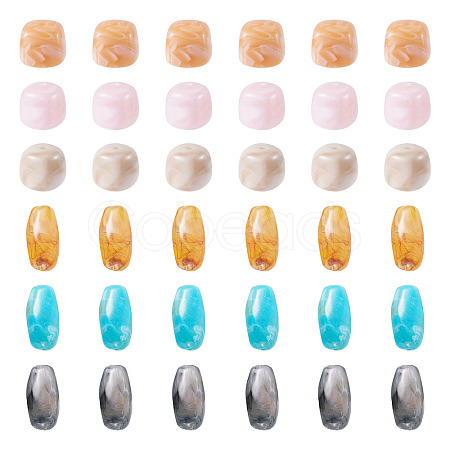 60Pcs 6 Colors Opaque Acrylic Beads OACR-TA0004-96-1