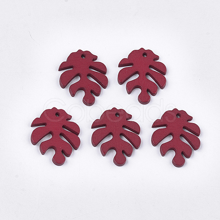 Painted Poplar Wood Pendants WOOD-T021-11B-1