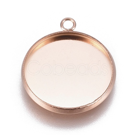 Ion Plating(IP) 304 Stainless Steel Pendant Cabochon Settings STAS-G127-13-16mm-RG-1