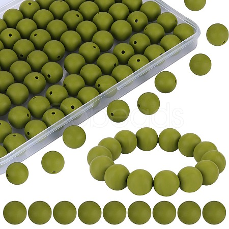 80Pcs Round Silicone Focal Beads SIL-SZ0001-24-12-1