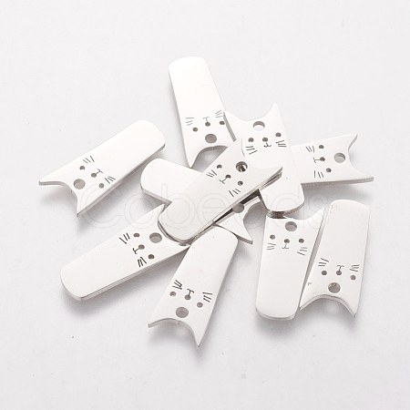 Non-Tarnish 201 Stainless Steel Kitten Pendants STAS-Q201-T412-1