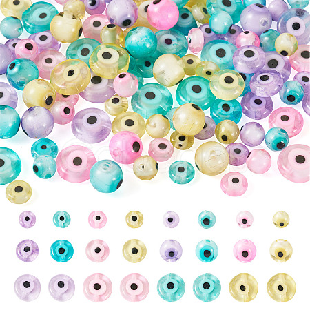 120Pcs 5 Styles Handmade Evil Eye Lampwork Beads Strands LAMP-TA0001-50-1