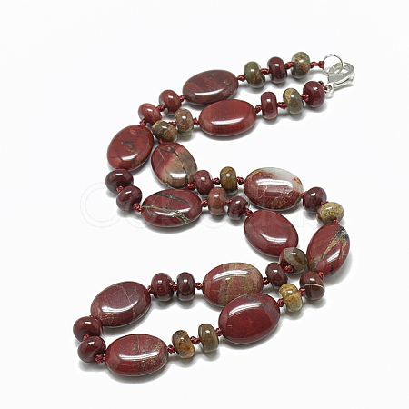 Natural Red Rainbow Jasper Beaded Necklaces NJEW-S394-20-1