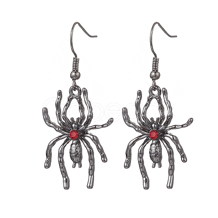 Alloy Rhinestone Spider Dangle Earrings EJEW-JE06655-01-1