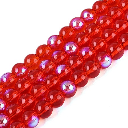 Transparent Electroplate Glass Beads Strands EGLA-Q132-6MM-01A-06-1