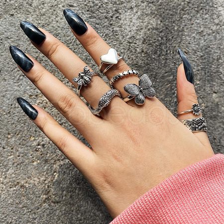 Mixed Style Retro Alloy Rings Set FS-WGC6EFE-11-1