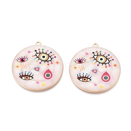 Printed Alloy Enamel Pendants ENAM-N071-12G-03-1