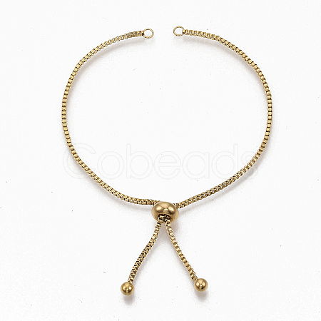 Adjustable 304 Stainless Steel Slider Bracelets Making STAS-CJ0002-40G-1