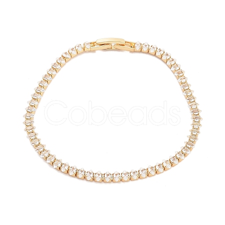 Brass Pave Clear Cubic Zirconia Horse Eye Link Bracelets BJEW-YWC0002-03A-G-1