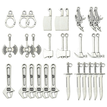 40Pcs 8 Styles Tibetan Style Alloy Pendants TIBEP-YW0001-75-1