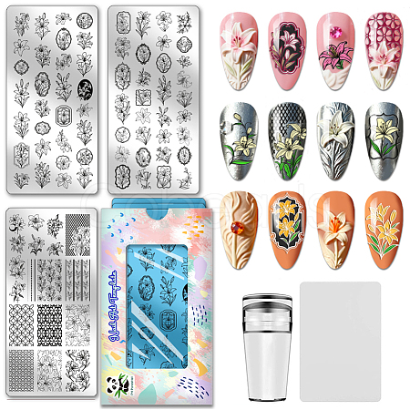 Stainless Steel DIY Nail Art Templates MRMJ-WH0092-258-1