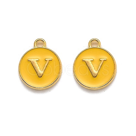 Golden Plated Alloy Enamel Charms X-ENAM-Q437-13V-1