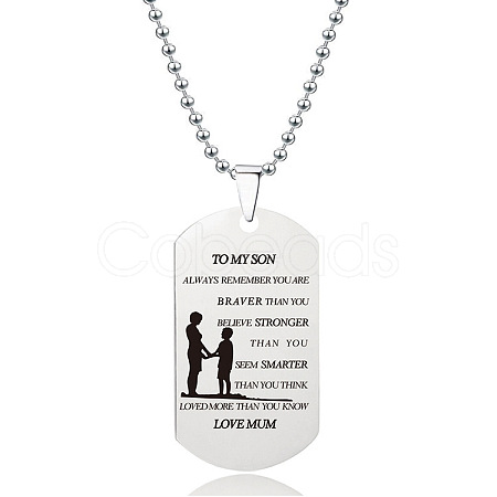 201 Stainless Steel To My Son Dog Tag Pendant Ball Chain Necklaces FS-WG527E6-05-1