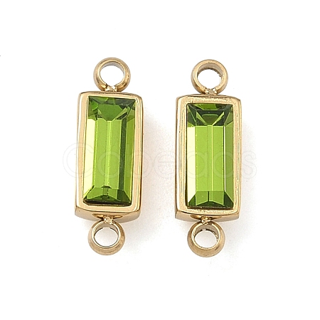 Birthstone 304 Stainless Steel Rhinestone Connector Charms STAS-L022-576G-01-1