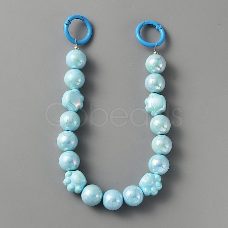 Rainbow Plated Opaque Acrylic Round & Paw Print Bead Chain Bag Straps PURS-WH0001-50A-1