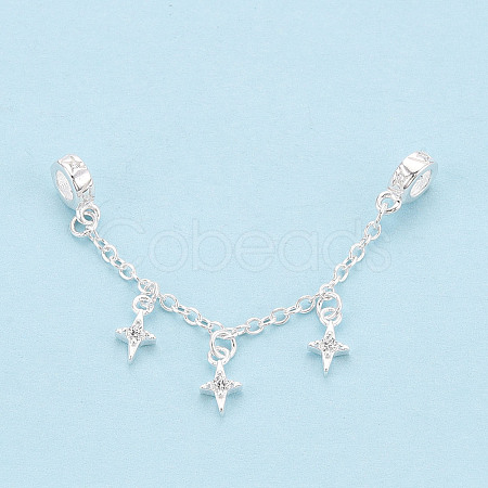 925 Sterling Silver Micro Pave Clear Cubic Zirconia Chain Extenders STER-N016-54S-1