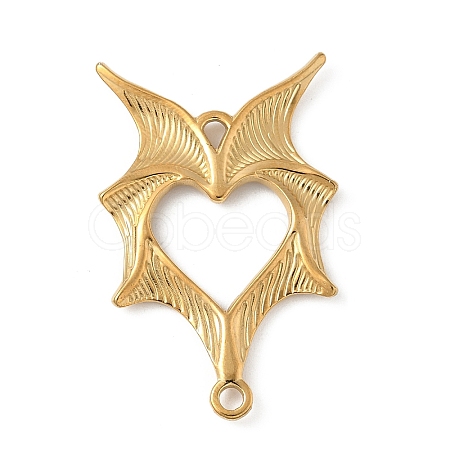 304 Stainless Steel Bat Wings Heart Links Connector Charms X-STAS-S186-13G-1