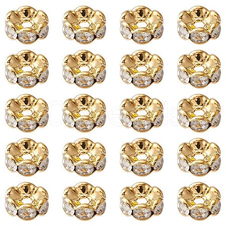 Brass Rhinestone Spacer Beads RB-YW0001-05D-01G-1