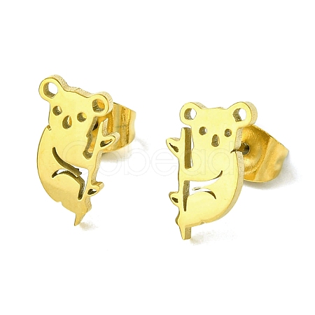Cute Little Animal Theme 304 Stainless Steel Stud Earrings EJEW-B041-02I-G-1