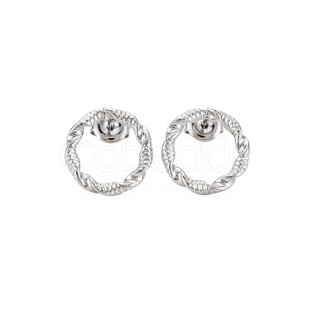Non-Tarnish 304 Stainless Steel Hollow Ring Stud Earrings for Woman EJEW-N097-003P-1