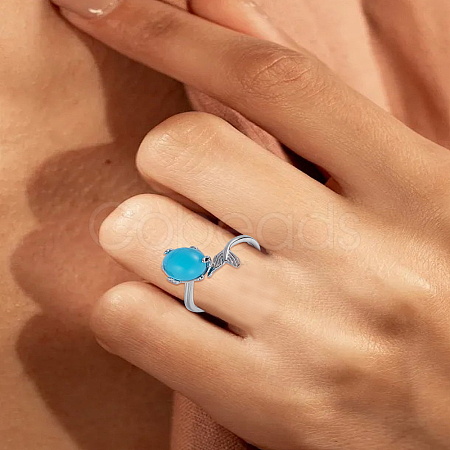 1Pc Alloy Glass Open Ring with European and American Fashion Personality RJEW-LP0008-22-1
