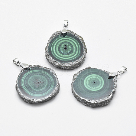 Natural Malachite Pendants G-E464-39-1