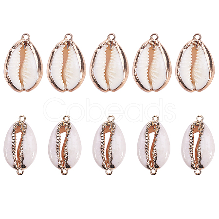 Electroplate Cowrie Shell Links SSHEL-SC0001-01G-1